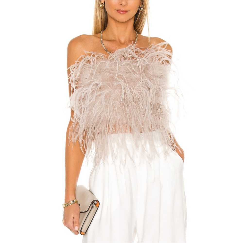 NWT Lamarque Feathered Top in Dusty Rose